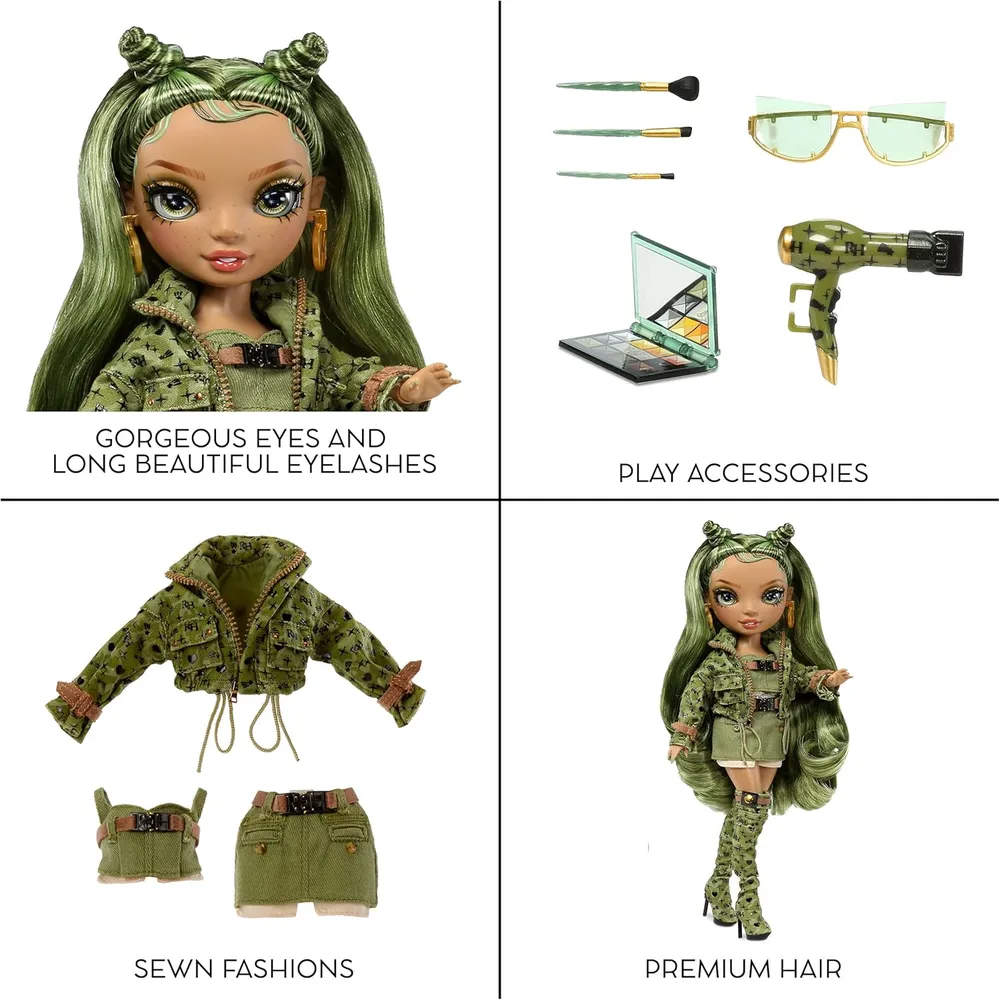 Rainbow High Olivia muñeca camuflaje con accesorios
