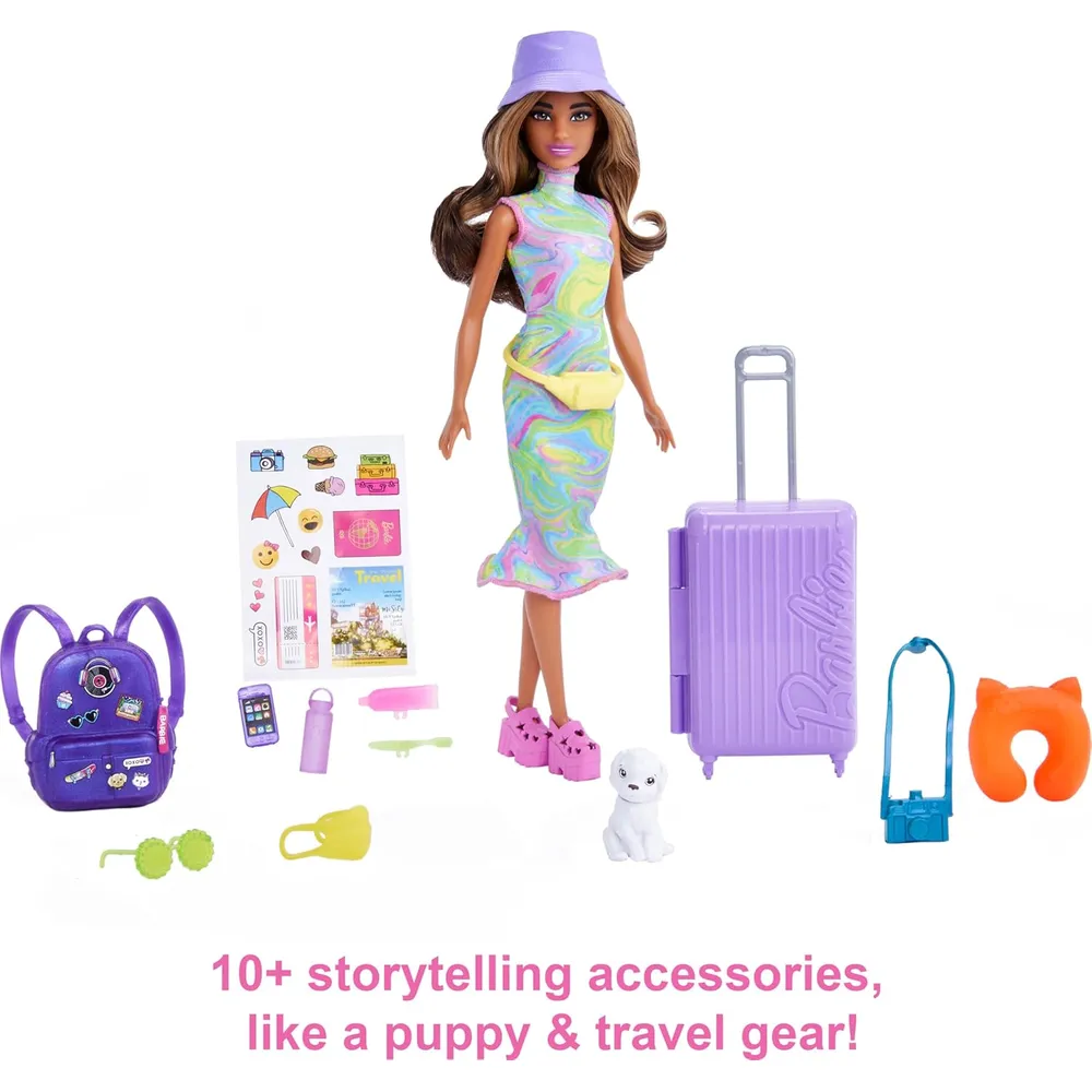 BARBIE IT TAKES TWO SET VIAJE CON CACHORRO Y MALETA