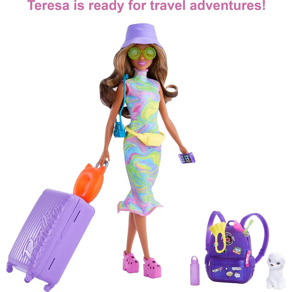BARBIE IT TAKES TWO SET VIAJE CON CACHORRO Y MALETA