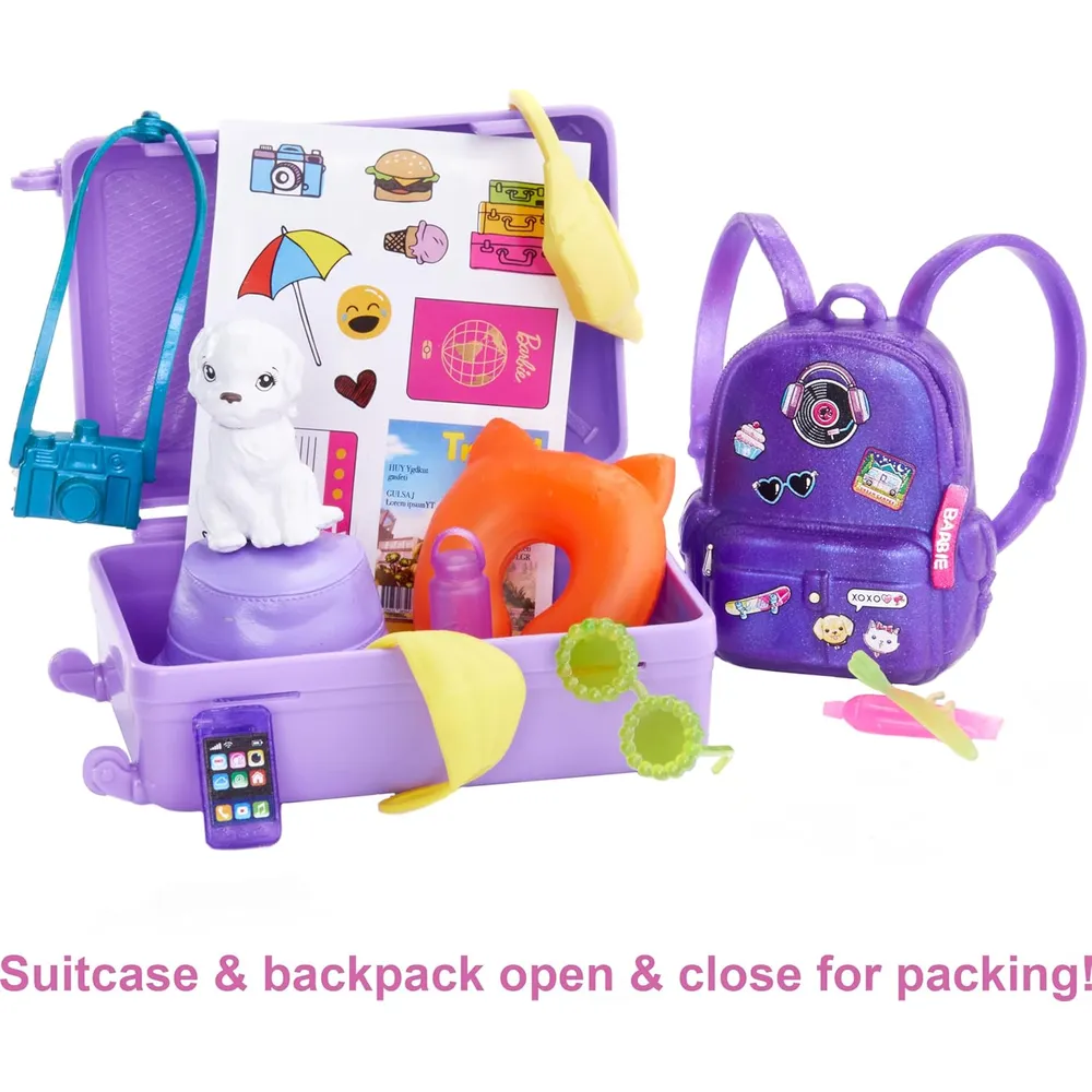 BARBIE IT TAKES TWO SET VIAJE CON CACHORRO Y MALETA