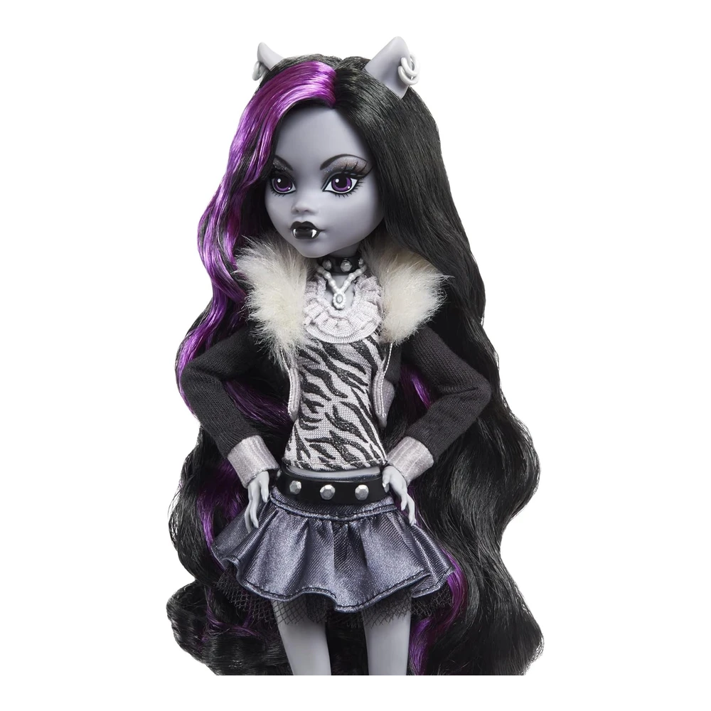 b0b9q8hg3f_2.webp Monster High Muñeca Lobo Clawdeen En Blanco y Negro