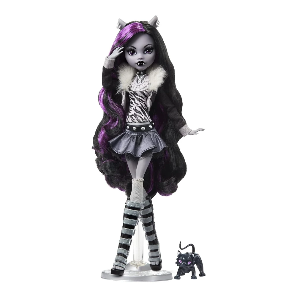 Monster High Muñeca Lobo Clawdeen En Blanco y Negro