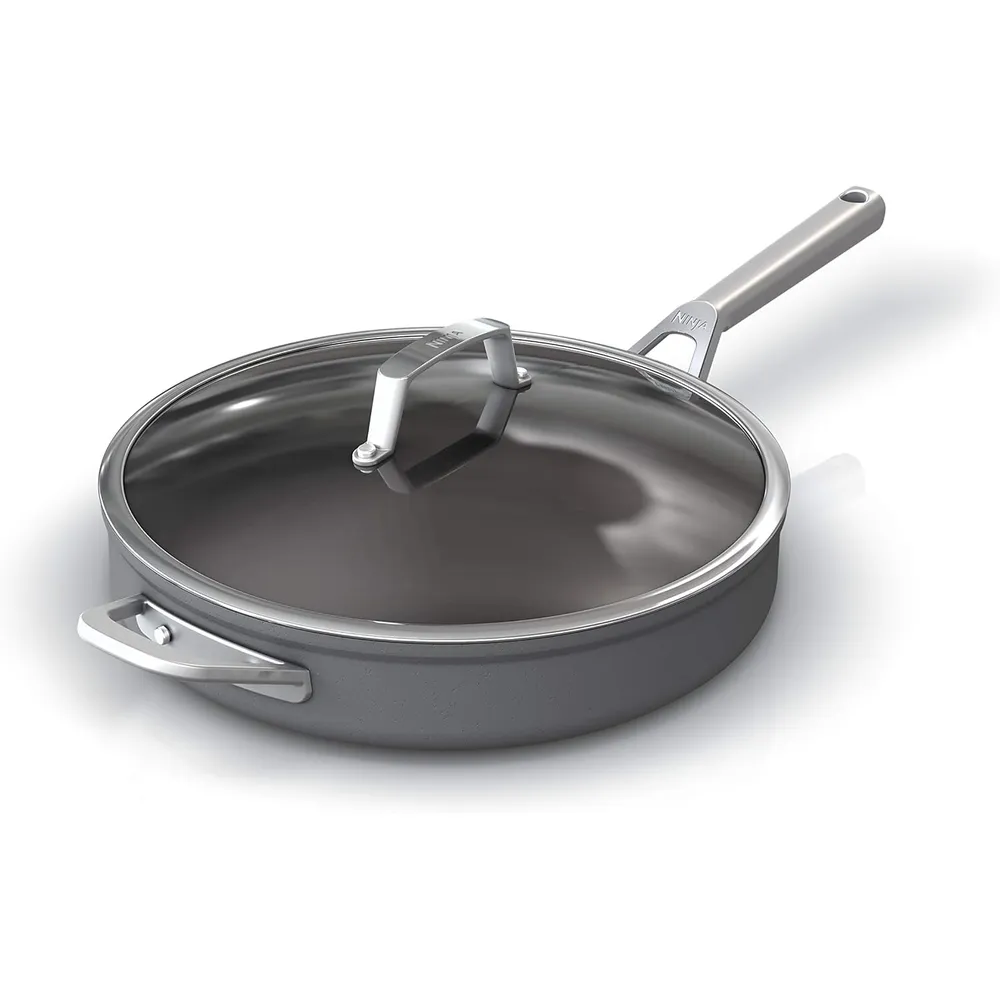 Ninja sartén C30140 Foodi Neverstick Professional con tapa, apta para horno, 4 qt / 3,8 L | Gris Pizarra