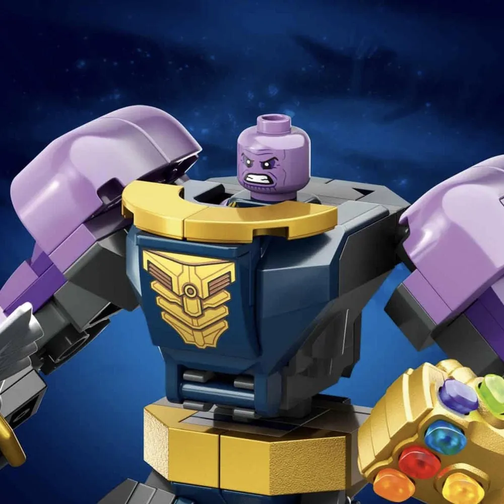 LEGO MARVEL ARMADURA MECÁNICA DE THANOS CON GUANTE DEL INFINITO