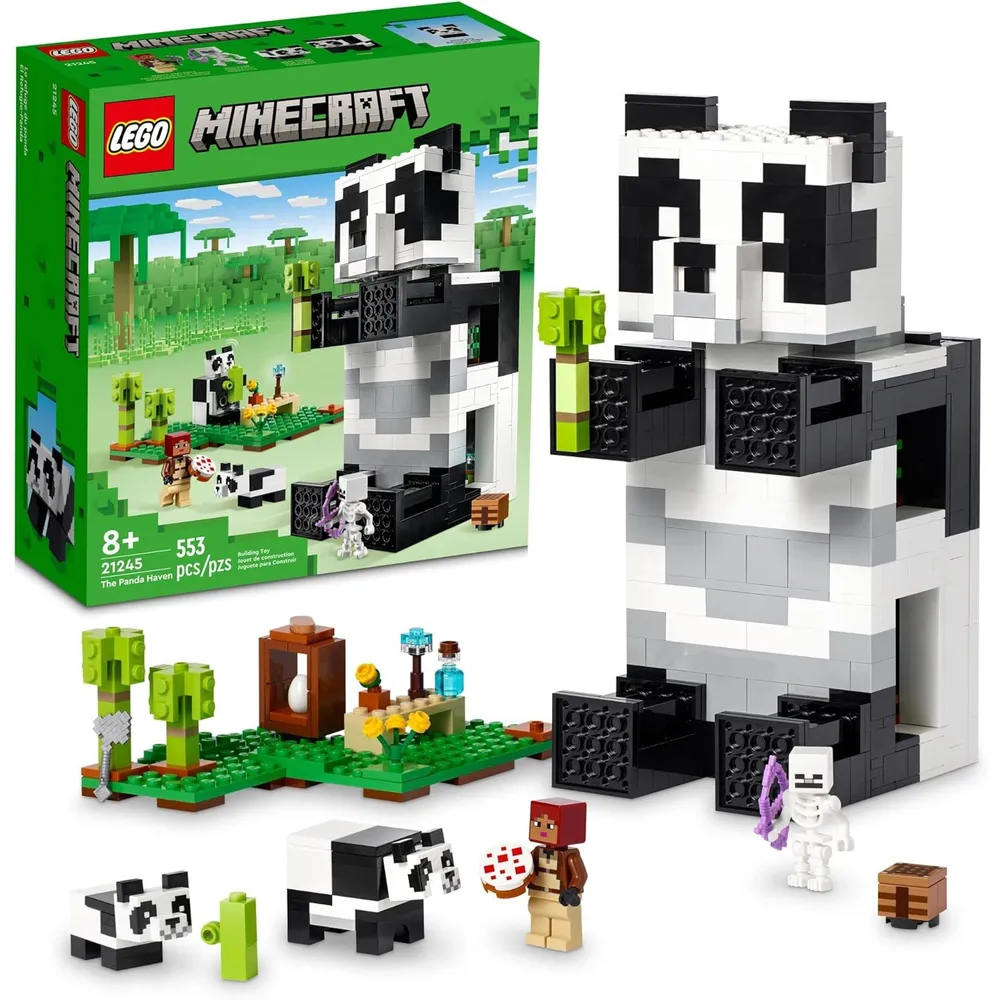 Lego Minecraft refugio de pandas casa de juguete con figuras de pandas