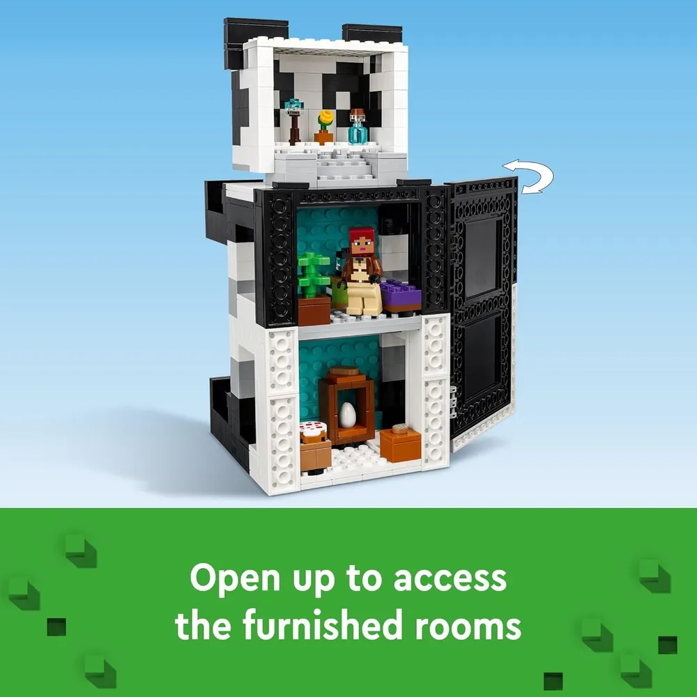Lego Minecraft refugio de pandas casa de juguete con figuras de pandas