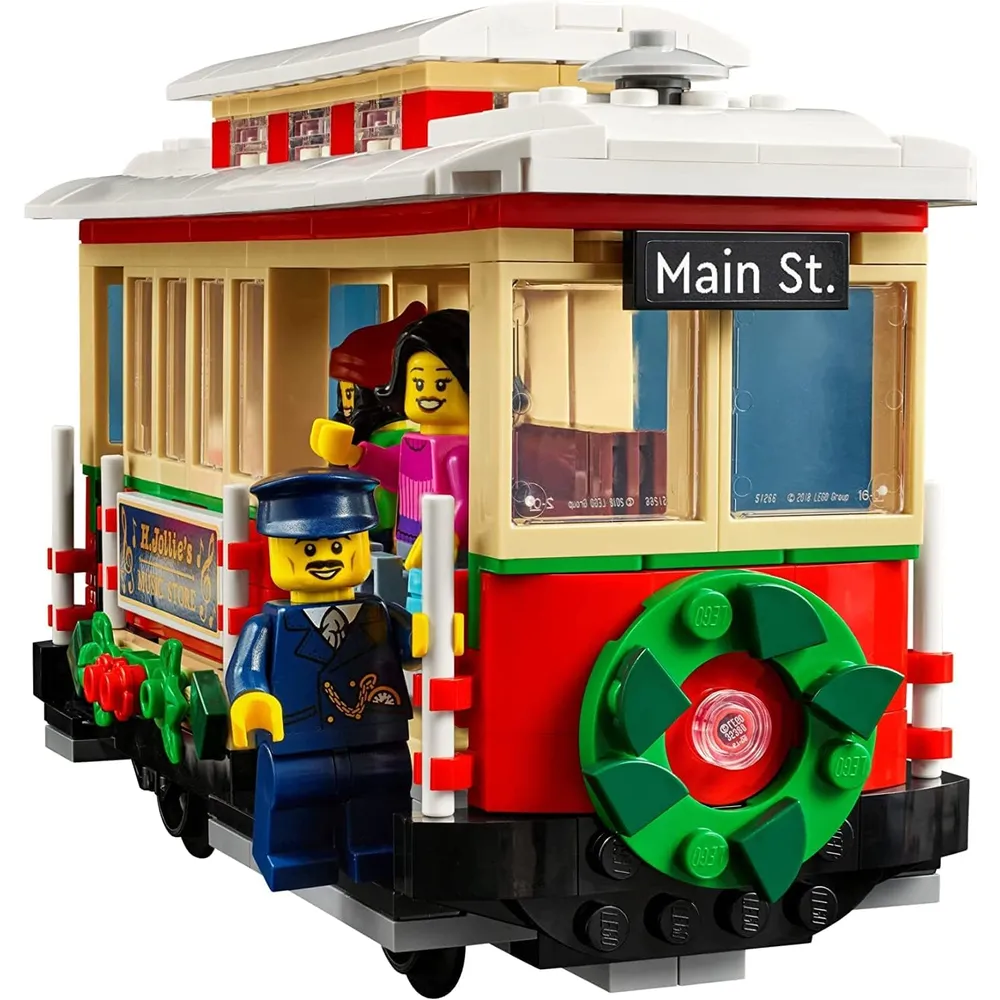 Lego calle principal navideña set de exhibición con tiendas tranvía y minifiguras