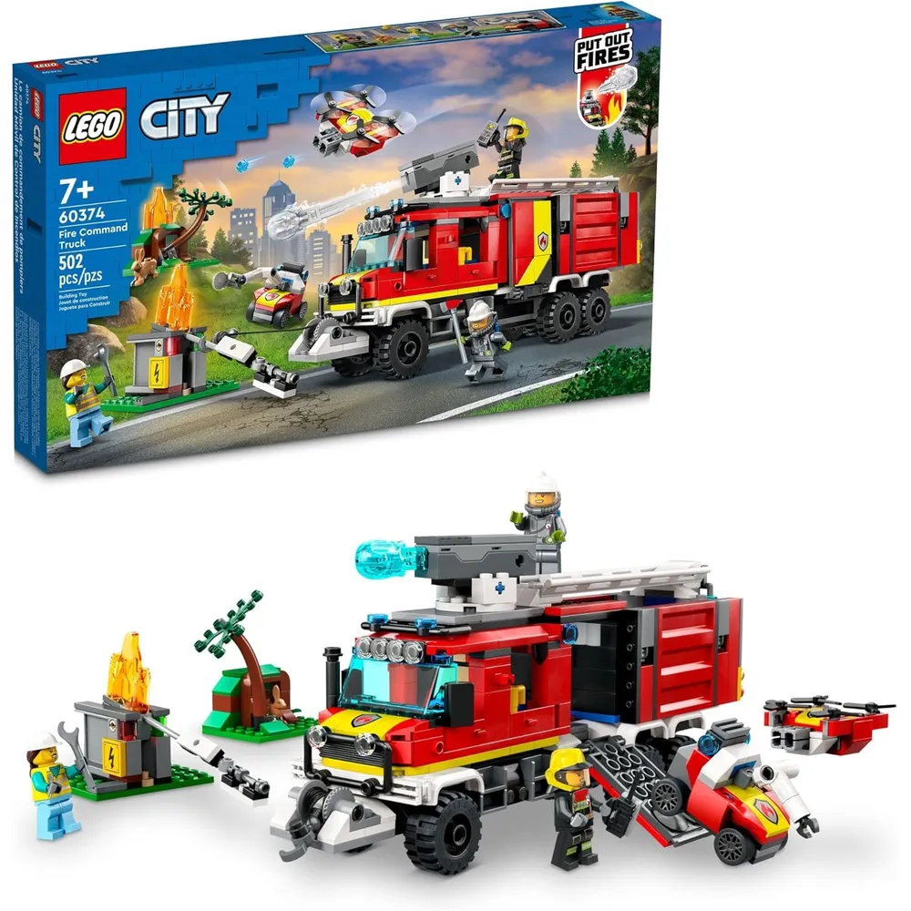 Lego City camión de bomberos set con drones y 3 minifiguras juguete de simulación