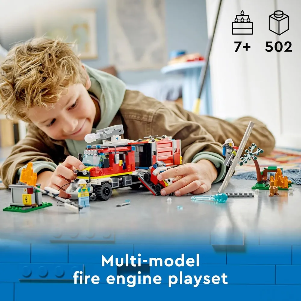 Lego City camión de bomberos set con drones y 3 minifiguras juguete de simulación