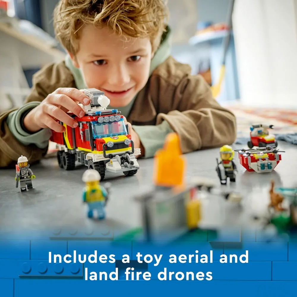 Lego City camión de bomberos set con drones y 3 minifiguras juguete de simulación