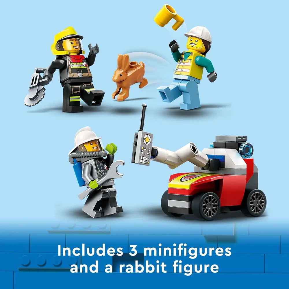 Lego City camión de bomberos set con drones y 3 minifiguras juguete de simulación