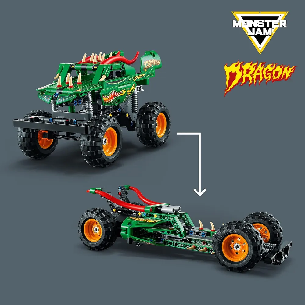 Lego Technic Monster Jam Dragon Monster Truck coche 2 en 1 con retroceso