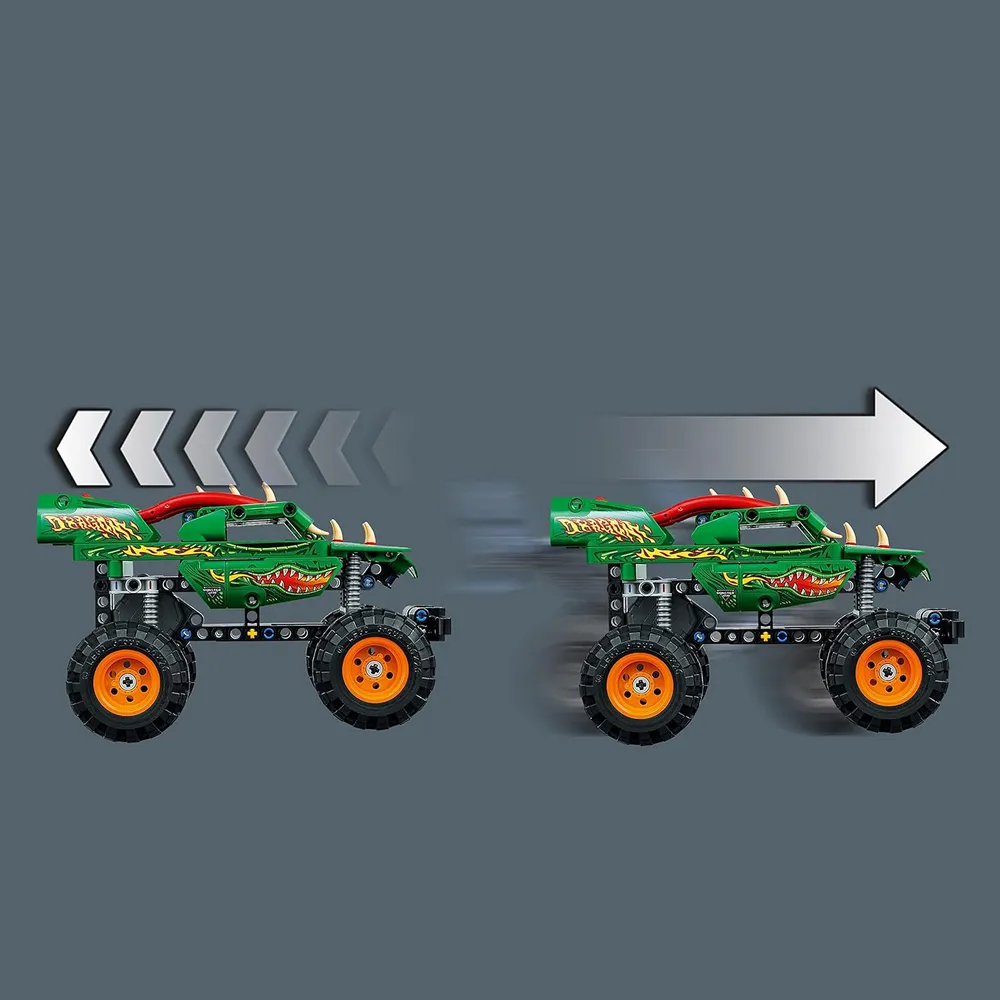 Lego Technic Monster Jam Dragon Monster Truck coche 2 en 1 con retroceso