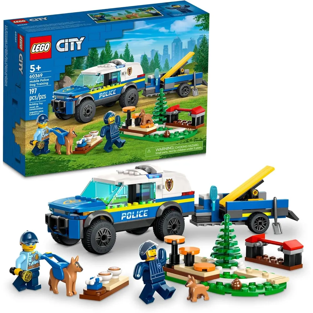 Lego City set de entrenamiento móvil para perros policía con circuito y remolque