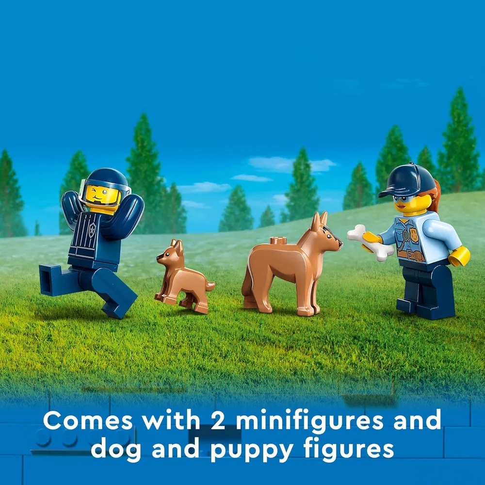 Lego City set de entrenamiento móvil para perros policía con circuito y remolque