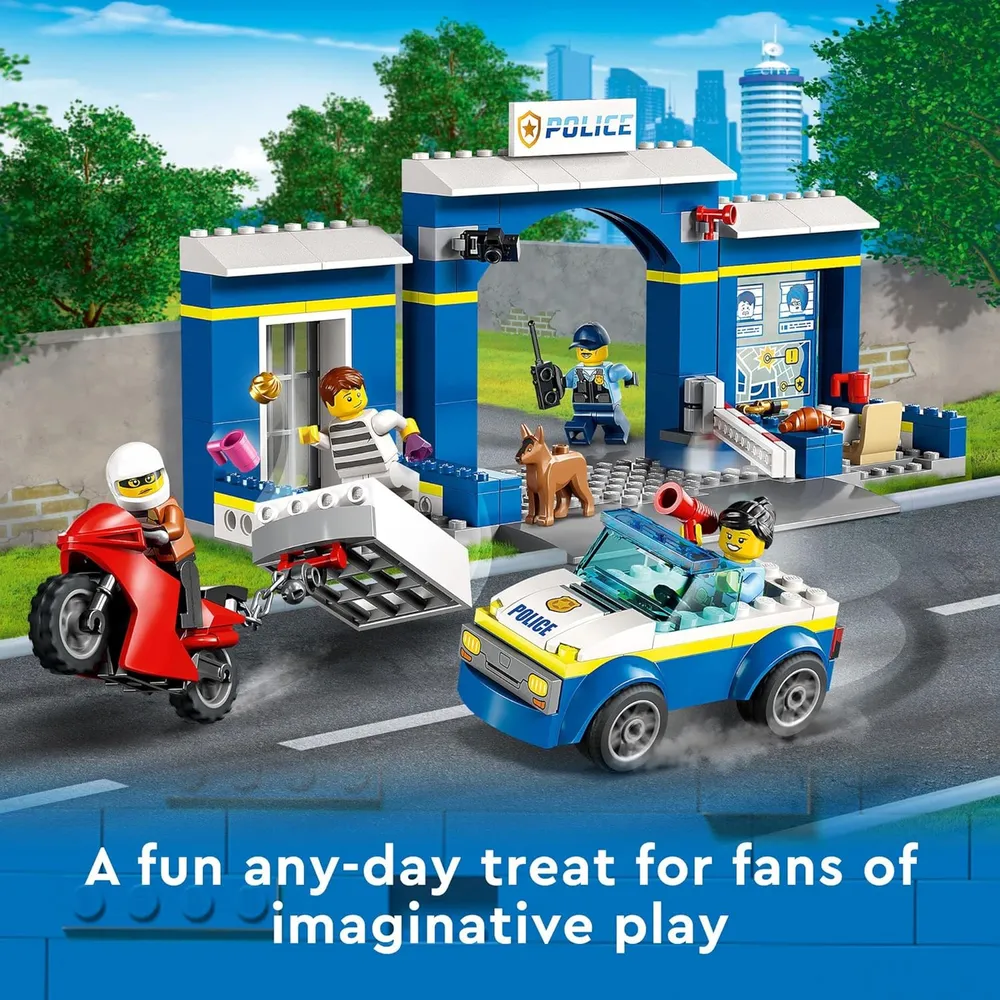 Lego City persecución en comisaría set con coche moto y figuras de policía