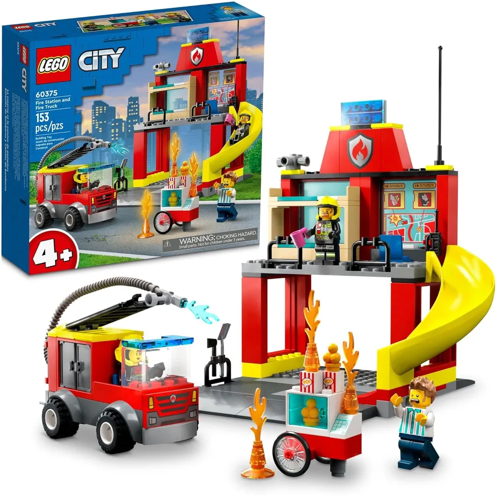 Lego City estación y camión de bomberos set educativo con figuras de bomberos