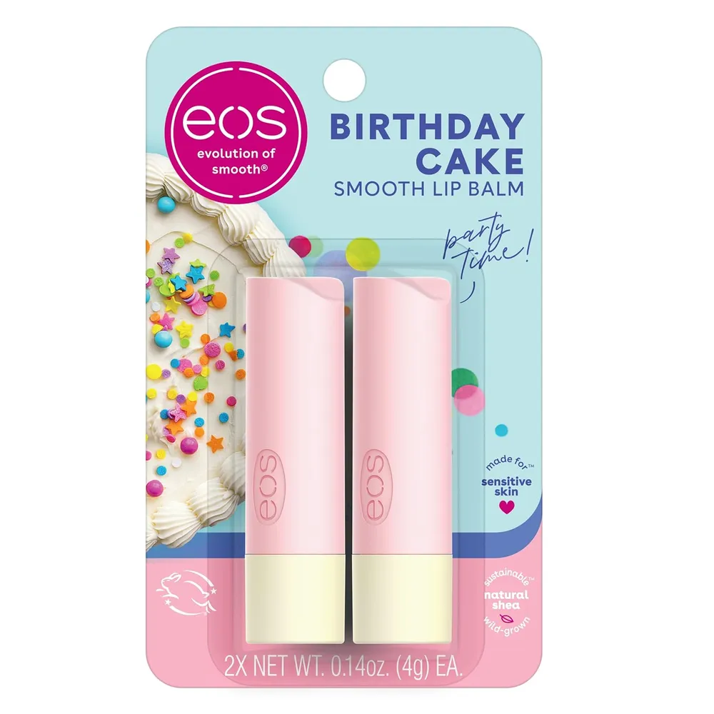EOS bálsamo labial pack 2 Birthday Cake | 0.14 oz / 4 ml