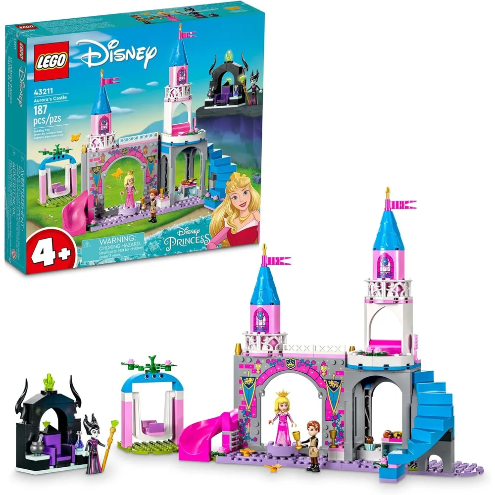 Lego Disney Princess castillo de Aurora set con figuras de Bella y Maléfica