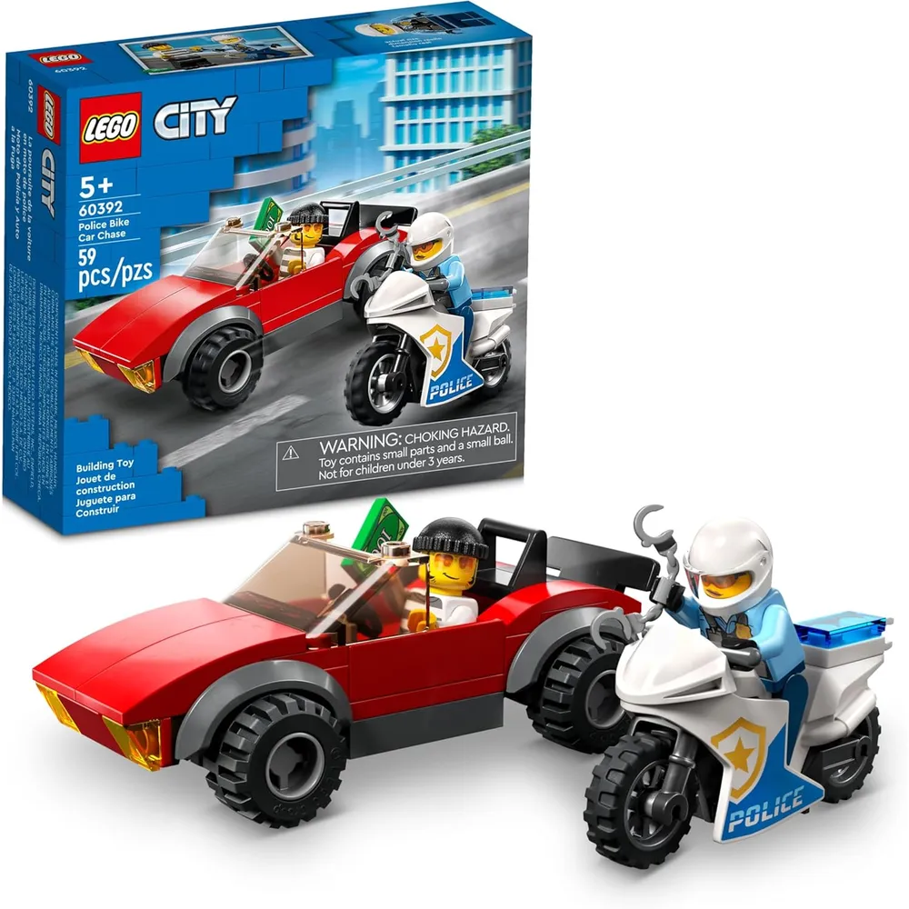 Lego City persecución en coche y moto de policía set de construcción infantil