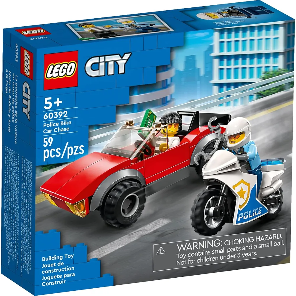 Lego City persecución en coche y moto de policía set de construcción infantil