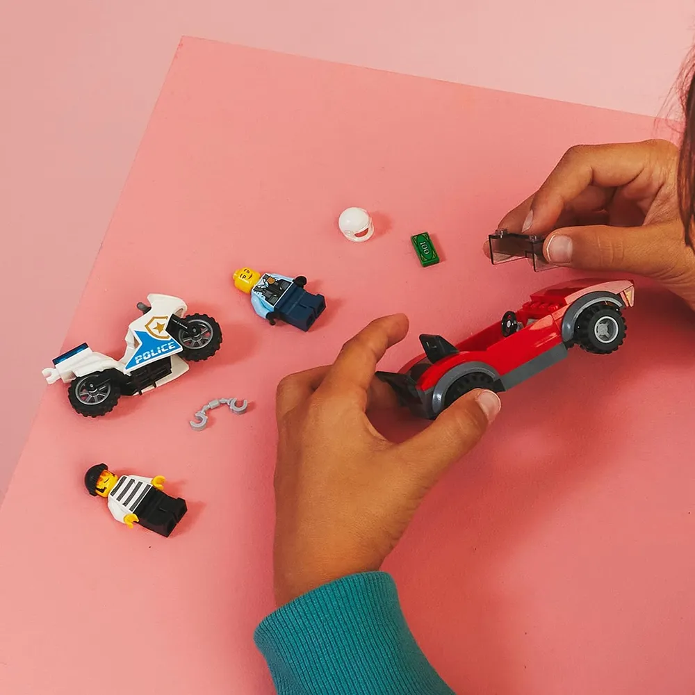 Lego City persecución en coche y moto de policía set de construcción infantil