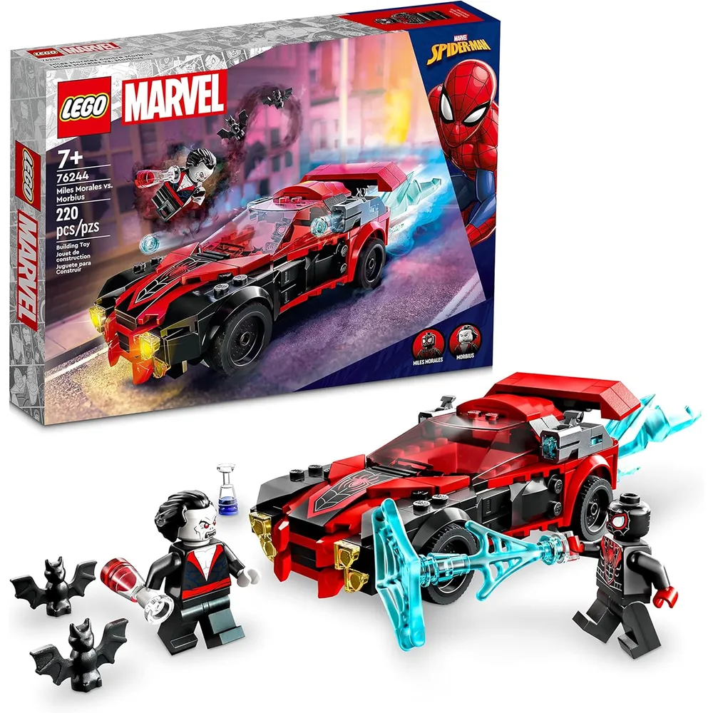 Lego Marvel Spider-Man vs Morbius set de coche de carreras con minifiguras