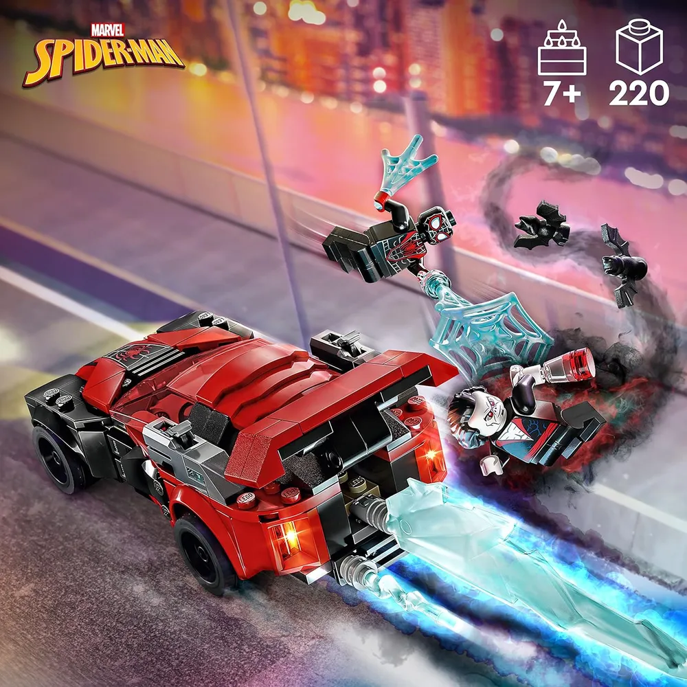 Lego Marvel Spider-Man vs Morbius set de coche de carreras con minifiguras