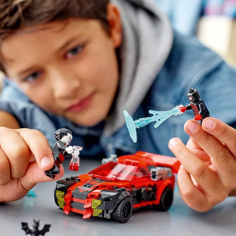Lego Marvel Spider-Man vs Morbius set de coche de carreras con minifiguras