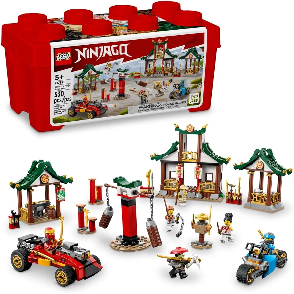 Lego Ninjago caja creativa set de construcción con dojo coche moto y minifiguras