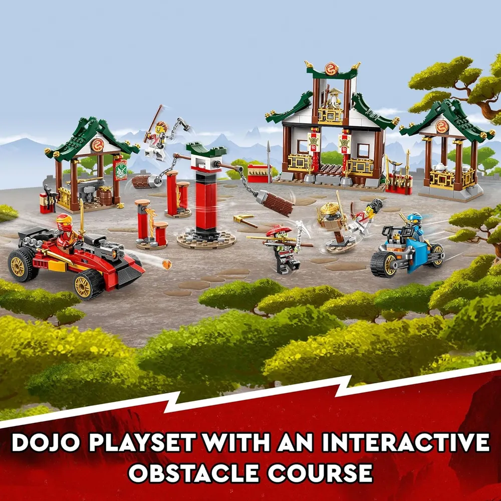 Lego Ninjago caja creativa set de construcción con dojo coche moto y minifiguras