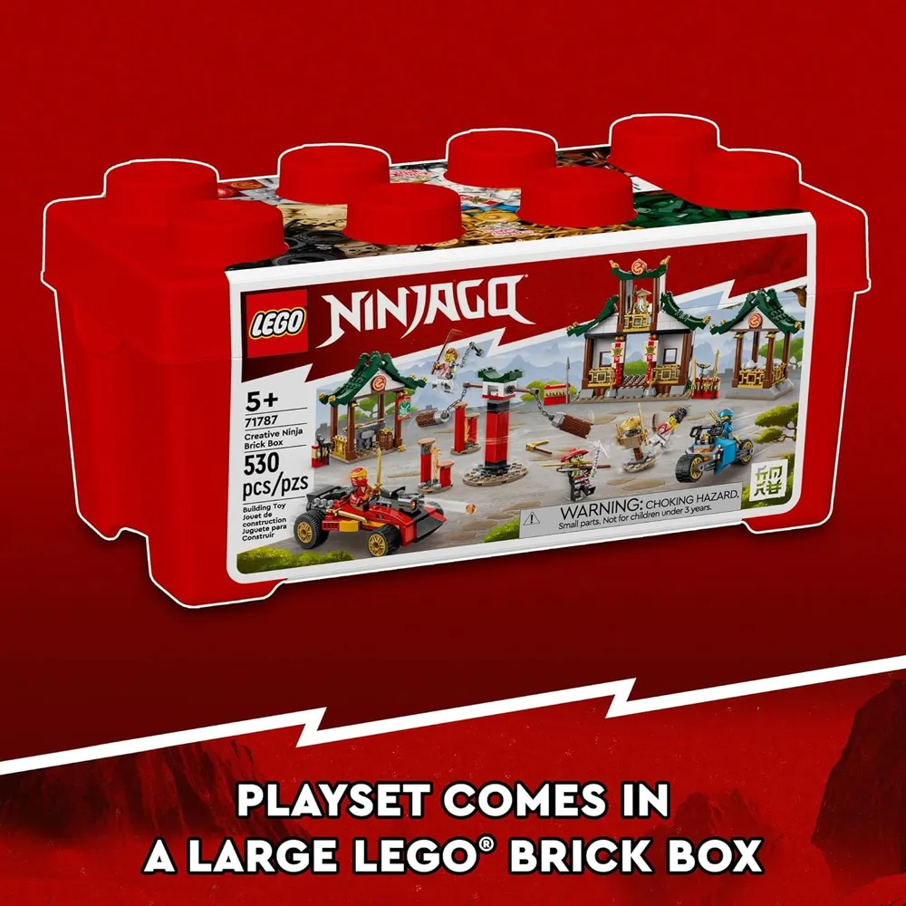 Lego Ninjago caja creativa set de construcción con dojo coche moto y minifiguras