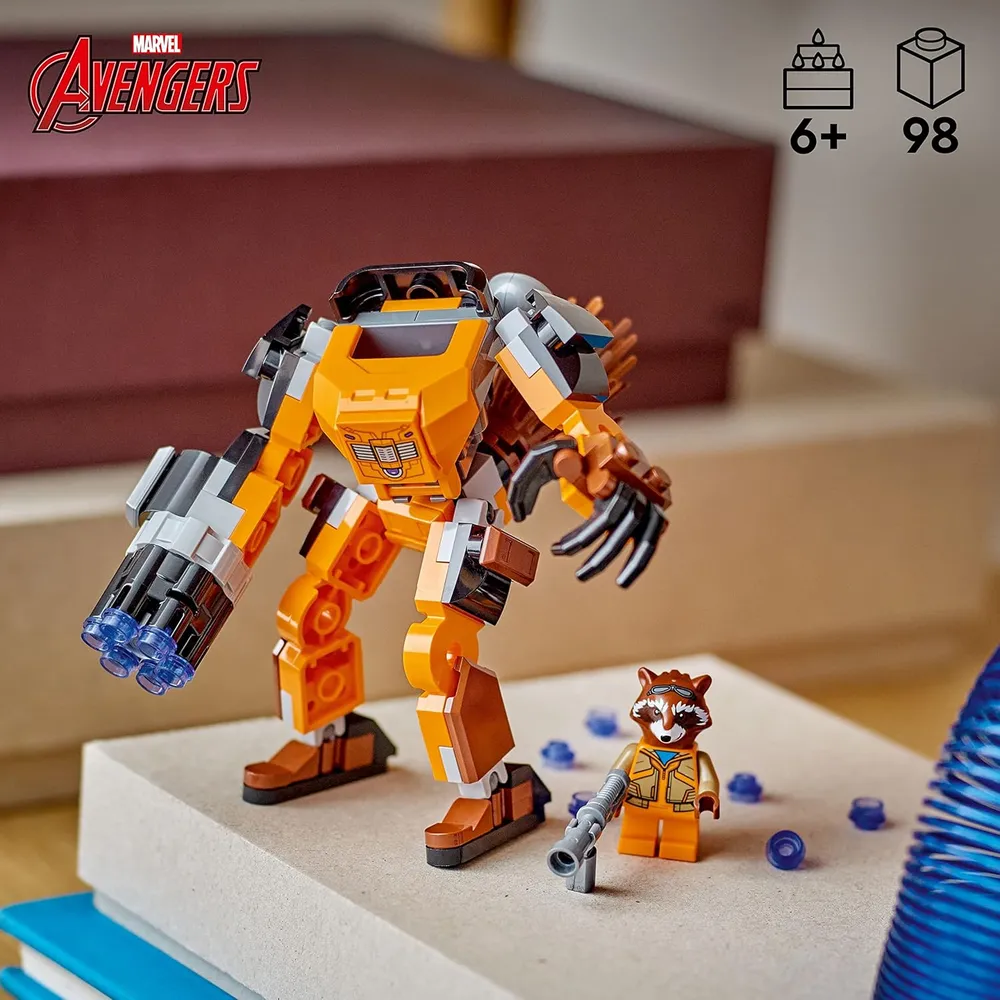 Lego Marvel cohete mech armor set de figura de acción Guardianes de la Galaxia