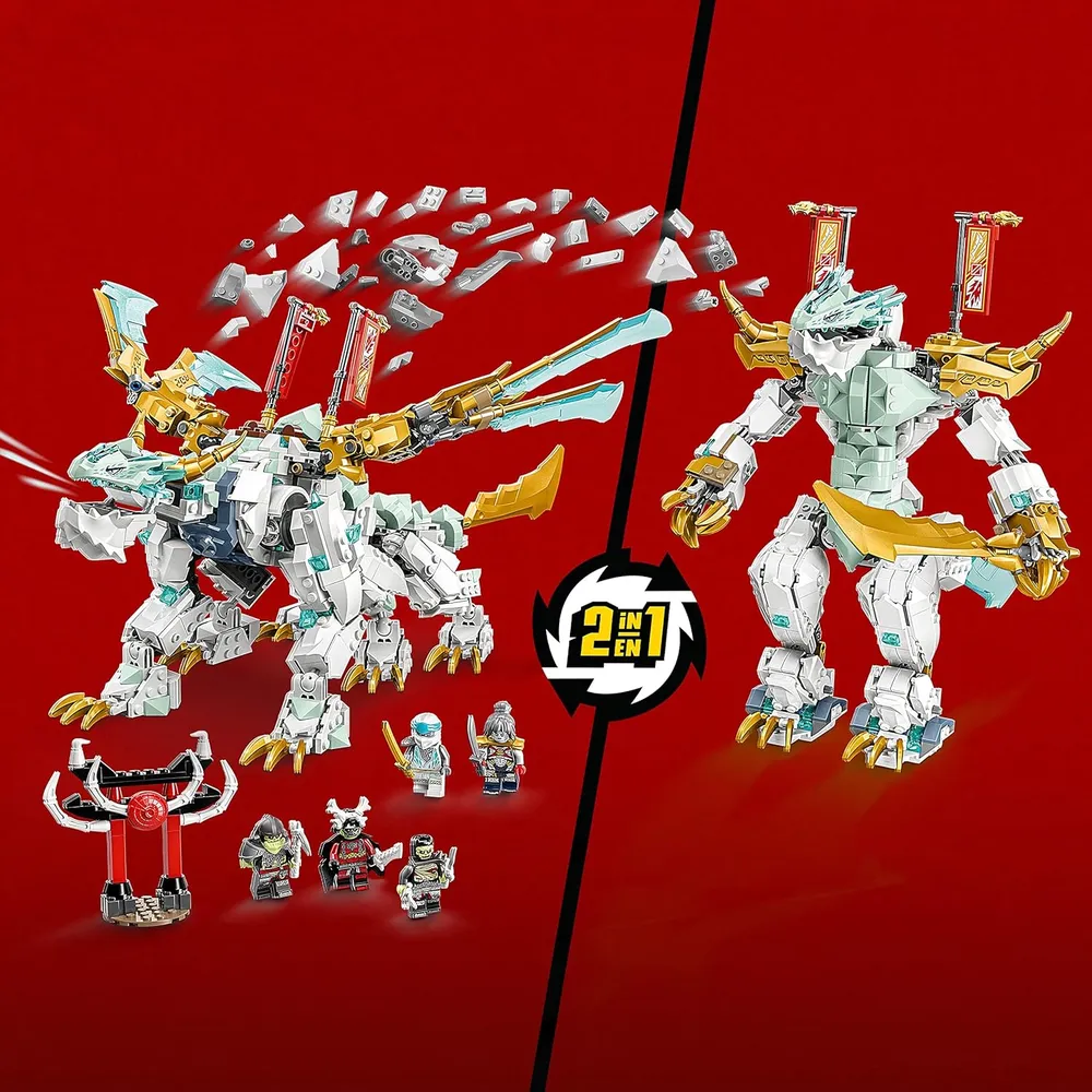 Lego Ninjago dragón de hielo 2 en 1 set de criatura y figura de acción de guerrero