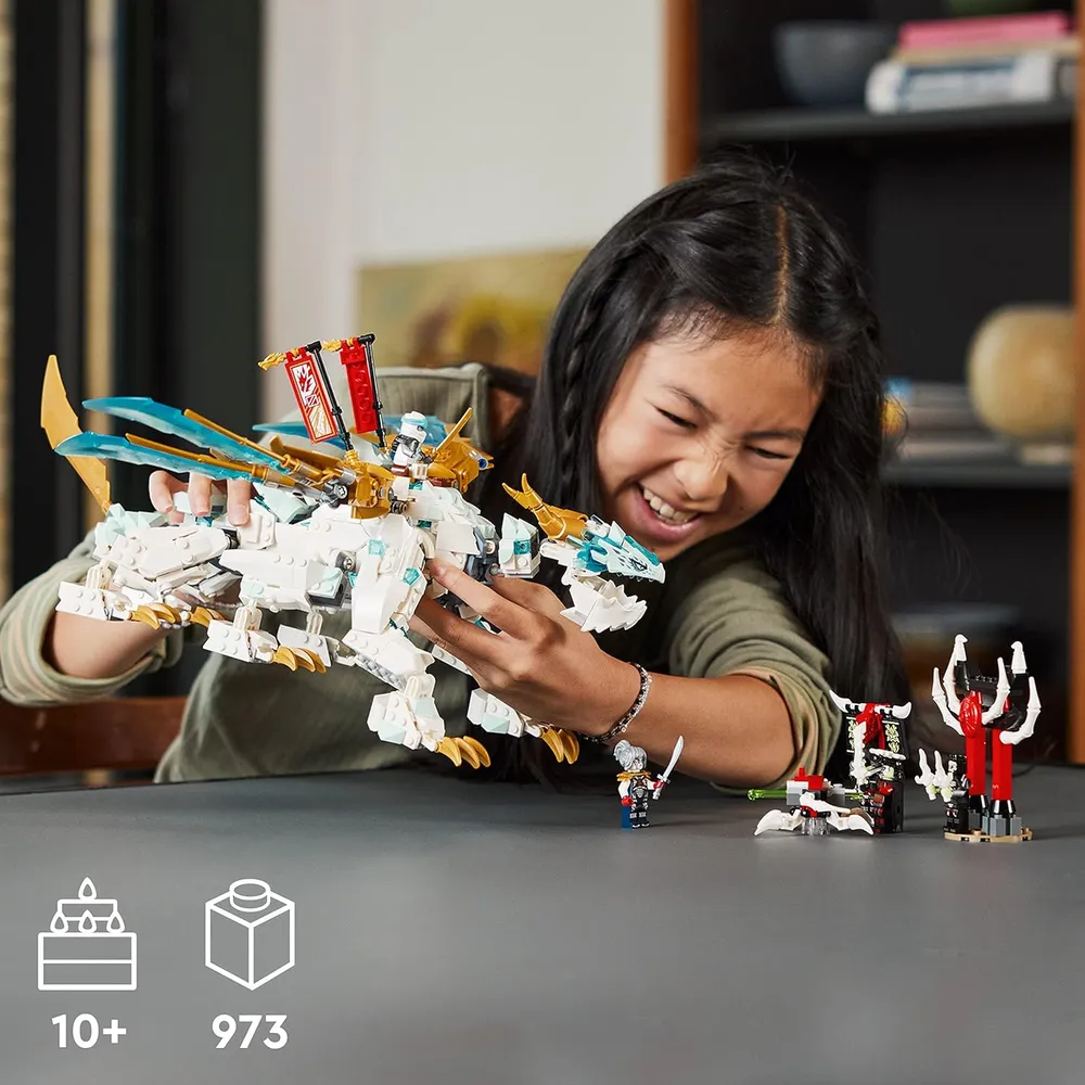 Lego Ninjago dragón de hielo 2 en 1 set de criatura y figura de acción de guerrero
