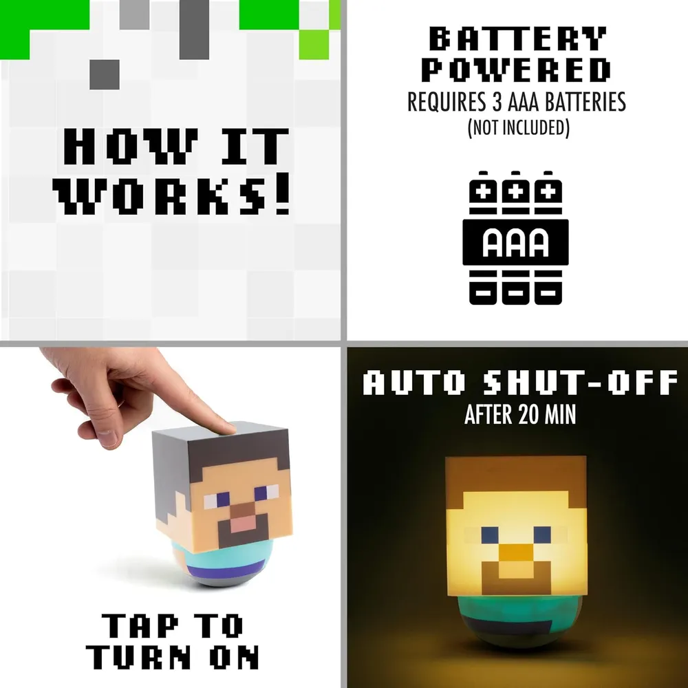 Paladone Minecraft Steve Swaying, luz nocturna oficial