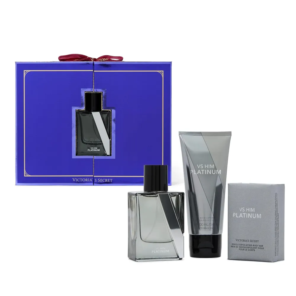 SET PLATINUM COLOGNE GIFT VICTORIA SECRET HOMBRE 3PZS 1.7 OZ / 50 ML