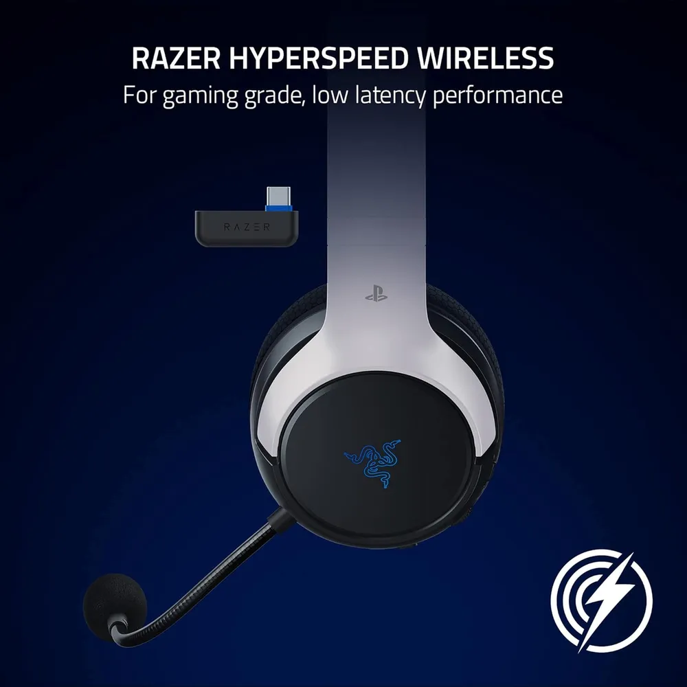 AUDÍFONOS INALÁMBRICOS KAIRA HYPERSPEED PLAYSTATION RAZER | BLANCO / NEGRO