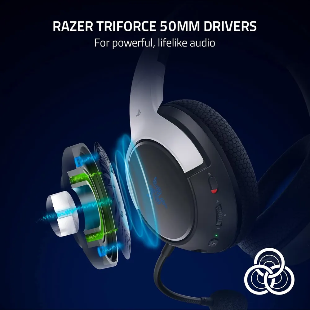AUDÍFONOS INALÁMBRICOS KAIRA HYPERSPEED PLAYSTATION RAZER | BLANCO / NEGRO