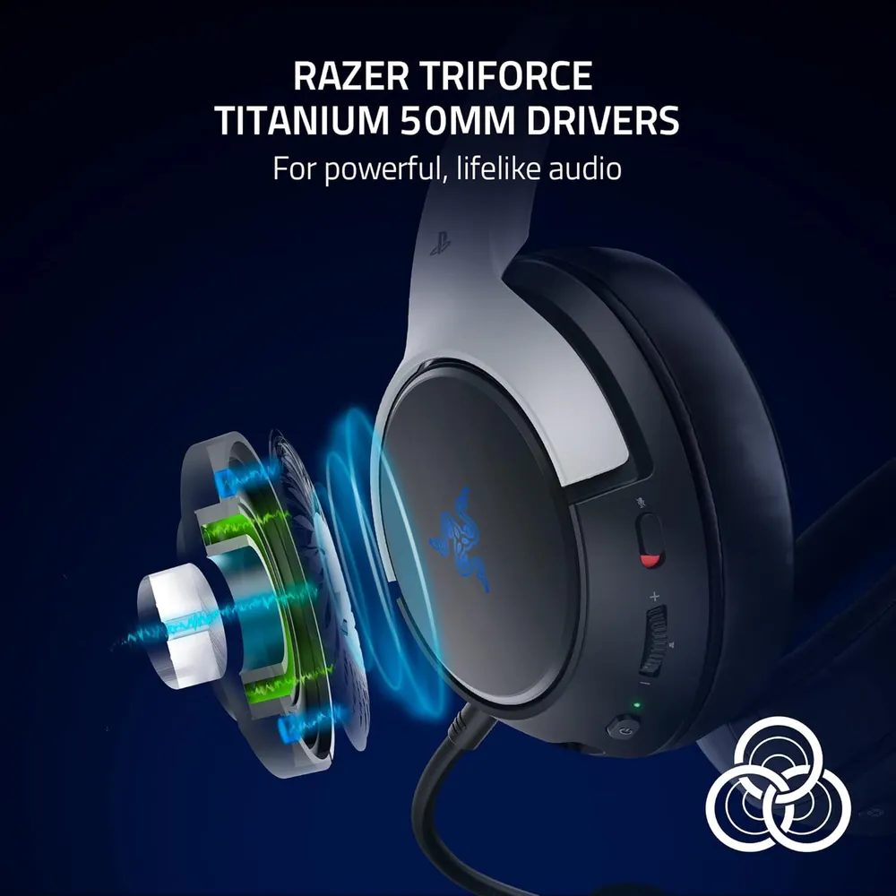 AUDÍFONOS INALÁMBRICOS KAIRA PRO HYPERSPEED PLAYSTATION RAZER | BLANCO / NEGRO