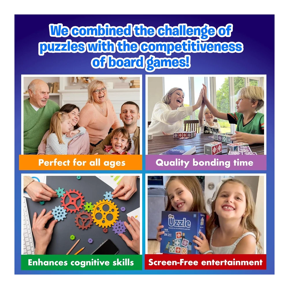 b0bfp4vzcp_1.webp The Uzzle Juego de Mesa 2.0 - Adecuados para niños - Rompecabezas de Bloques de Patrones - Juegos de Cartas Familiares