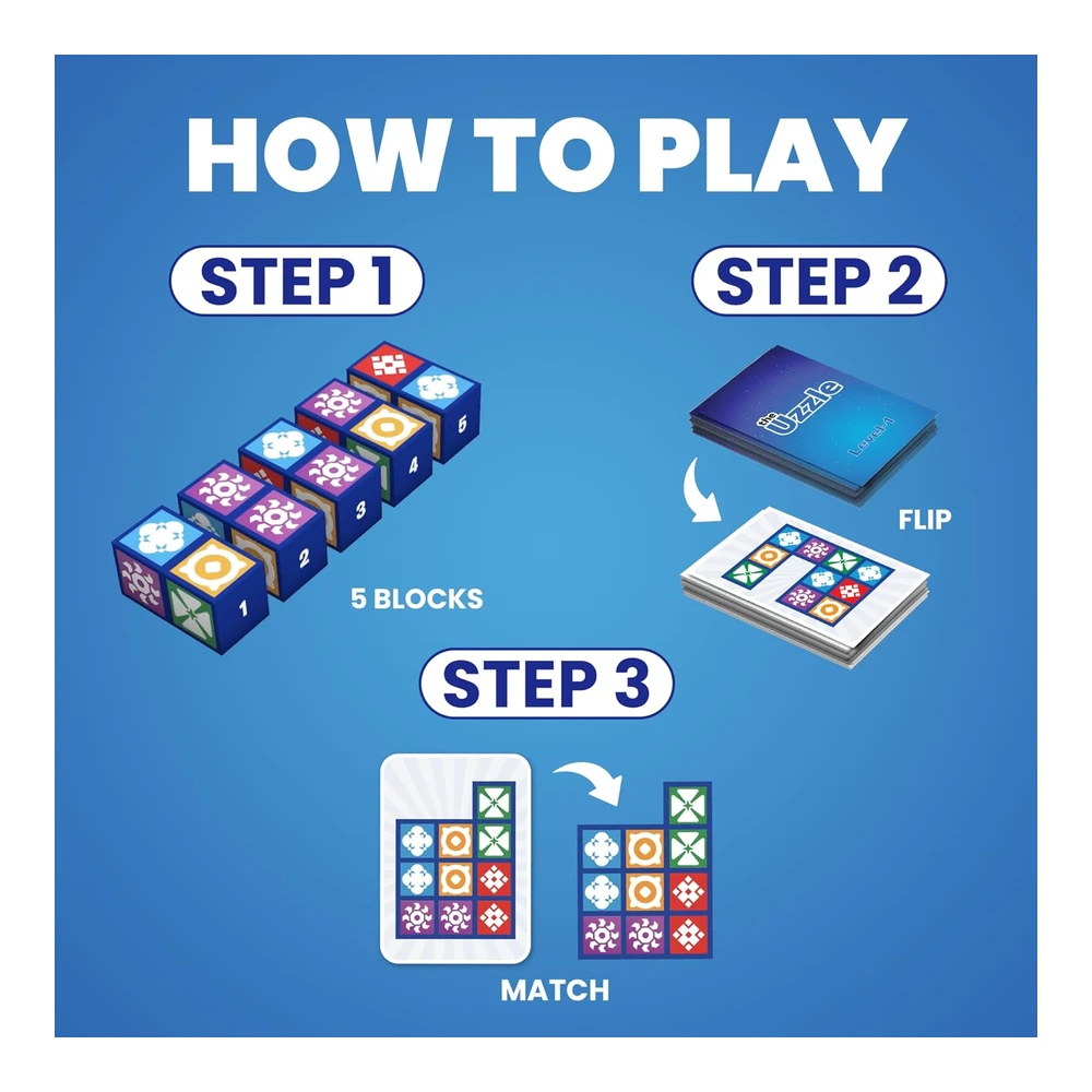 b0bfp4vzcp_3.webp The Uzzle Juego de Mesa 2.0 - Adecuados para niños - Rompecabezas de Bloques de Patrones - Juegos de Cartas Familiares