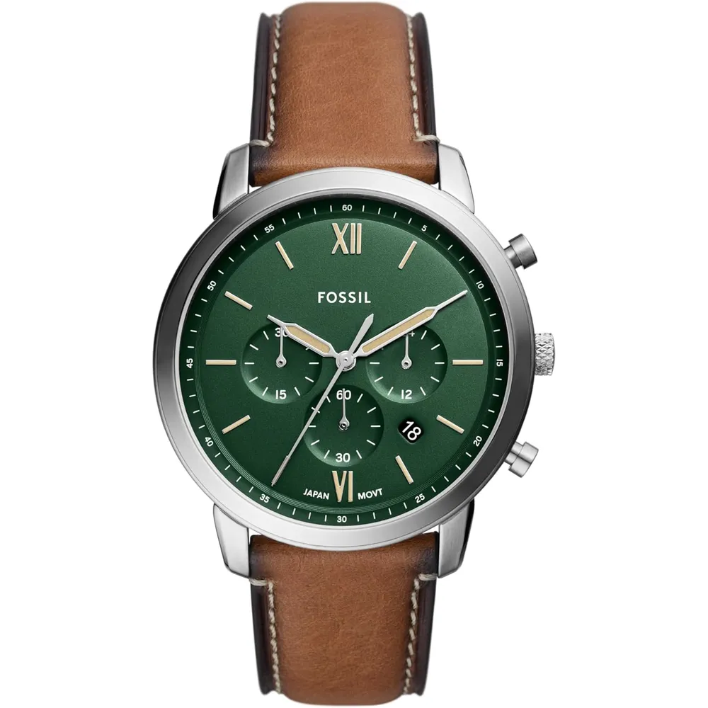 Fossil reloj cronógrafo Neutra de cuarzo para hombre, acero y cuero | Verde