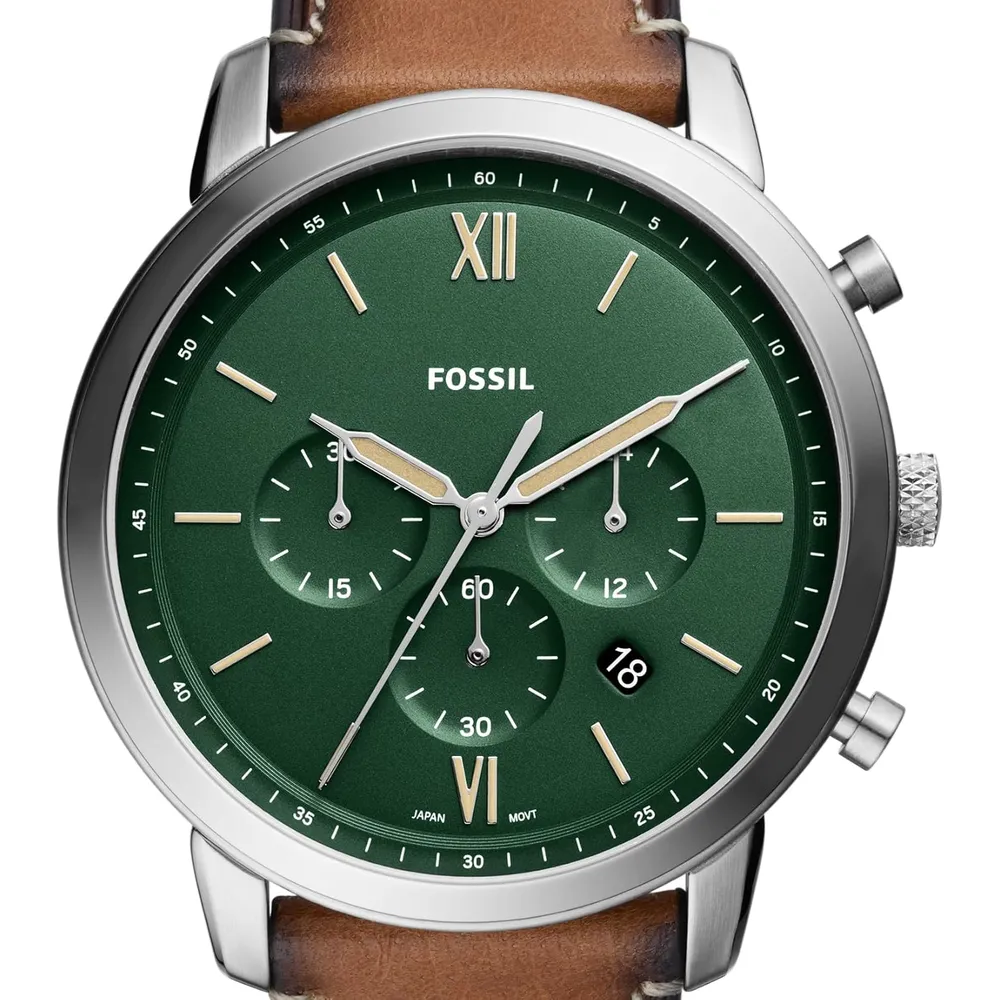 Fossil reloj cronógrafo Neutra de cuarzo para hombre, acero y cuero | Verde