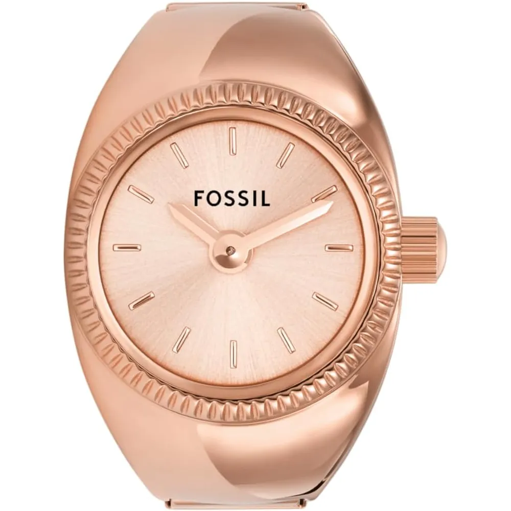 Fossil reloj anillo de cuarzo para mujer, acero inoxidable | Oro rosa