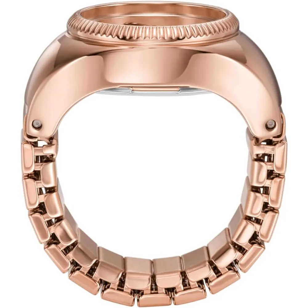 Fossil reloj anillo de cuarzo para mujer, acero inoxidable | Oro rosa