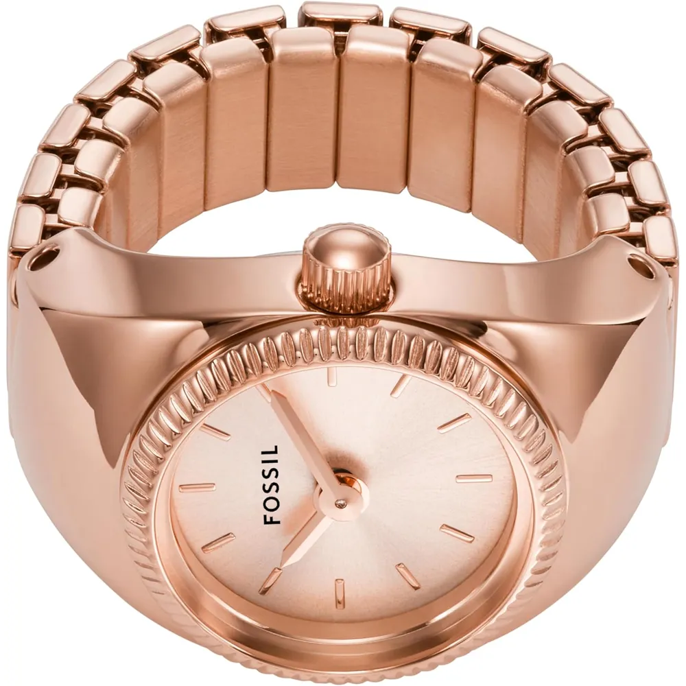 Fossil reloj anillo de cuarzo para mujer, acero inoxidable | Oro rosa