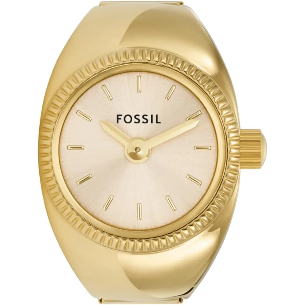 Fossil reloj anillo de cuarzo para mujer, acero inoxidable | Dorado