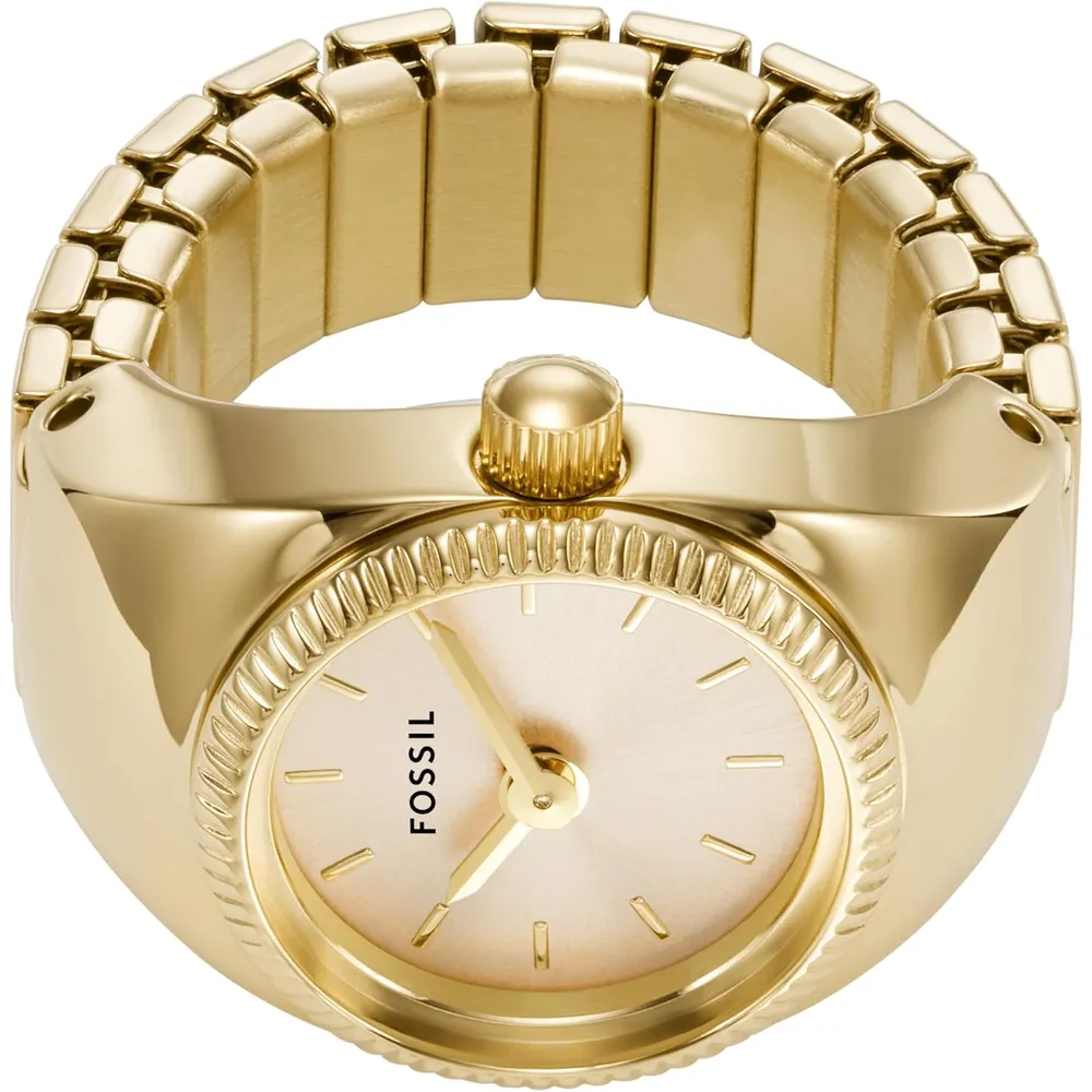 Fossil reloj anillo de cuarzo para mujer, acero inoxidable | Dorado