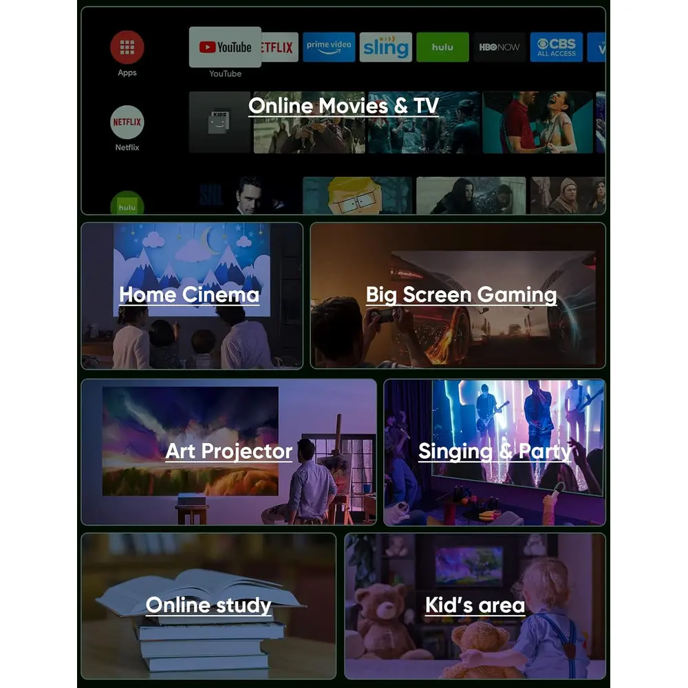 PROYECTOR FULL HD 1080P | WIFI 5G + BLUETOOTH | COMPATIBLE 4K | 300” TMY